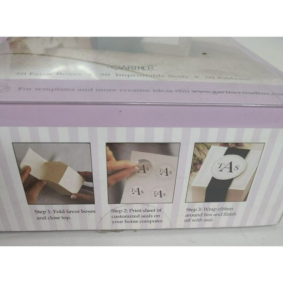 Gartner Studios Wedding Favor Boxes Ribbons Printable Tags 98ct Ivory Black - Picture 7 of 7